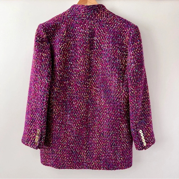 VERONICA BEARD | Crispin Multi Purple Magenta Tweed Oversized Coat Size 8 - Picture 12 of 17